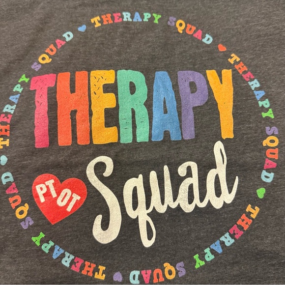 Women's Sz Small Therapy Squad PT/OT Crew Neck Short Sleeve Dark Heather - Picture 2 of 6